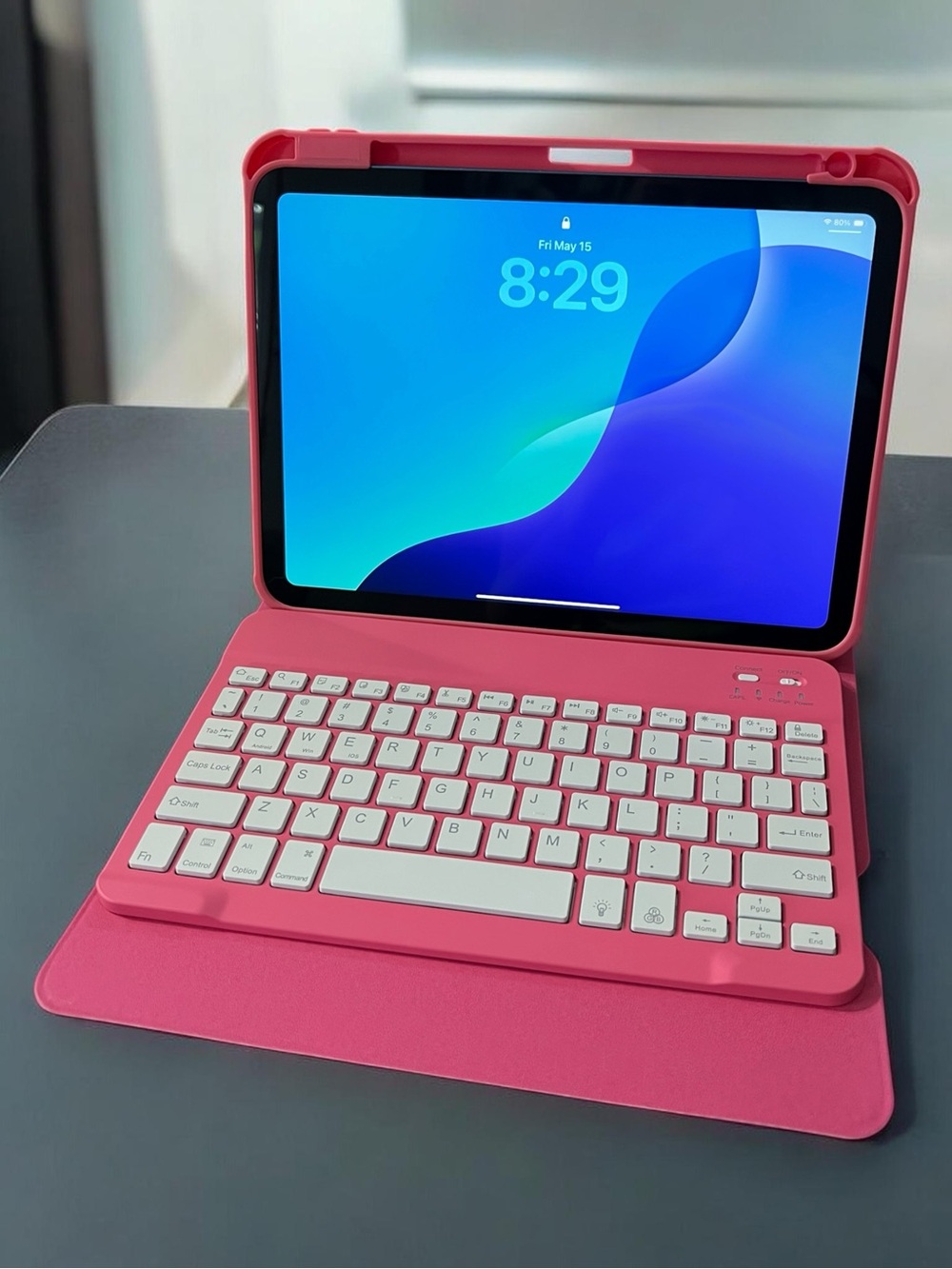 Pink Bluetooth Keyboard Case for Tablet